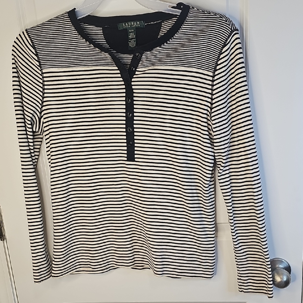 Ralph Lauren‎ Monochrome Striped Henley Top